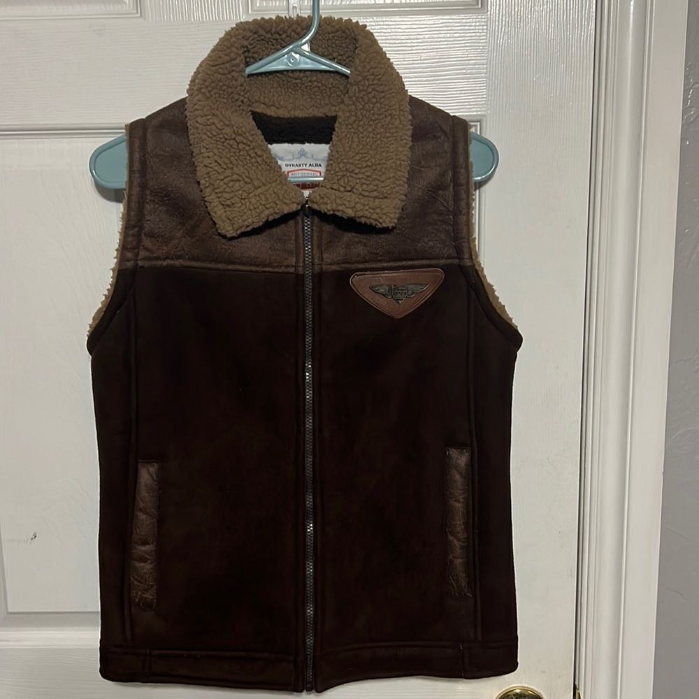 🔥🔥 Vintage Dynasty Alba Suede Leather -Wool Lined Vest Jacket “JEEP” -Perfect‎